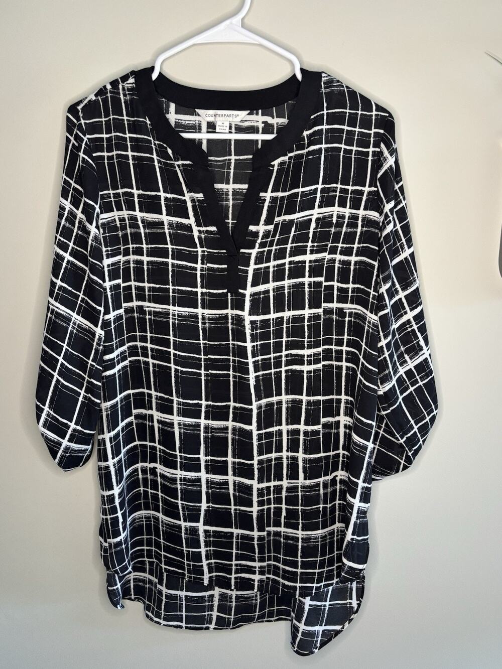 EUC Counterparts Blue & White Striped Blouse With Long Length Size XL